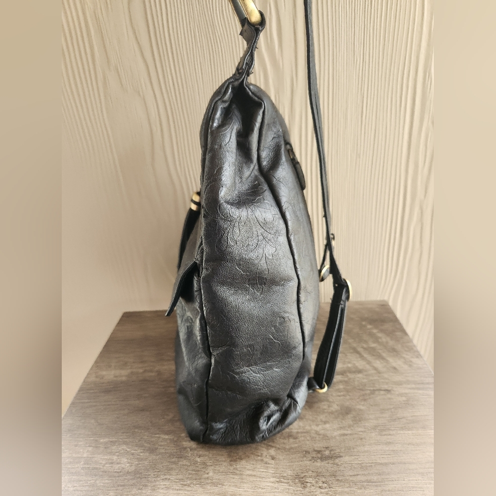 Leather Black Embossed Backpack Bag - Picture 8 of 16